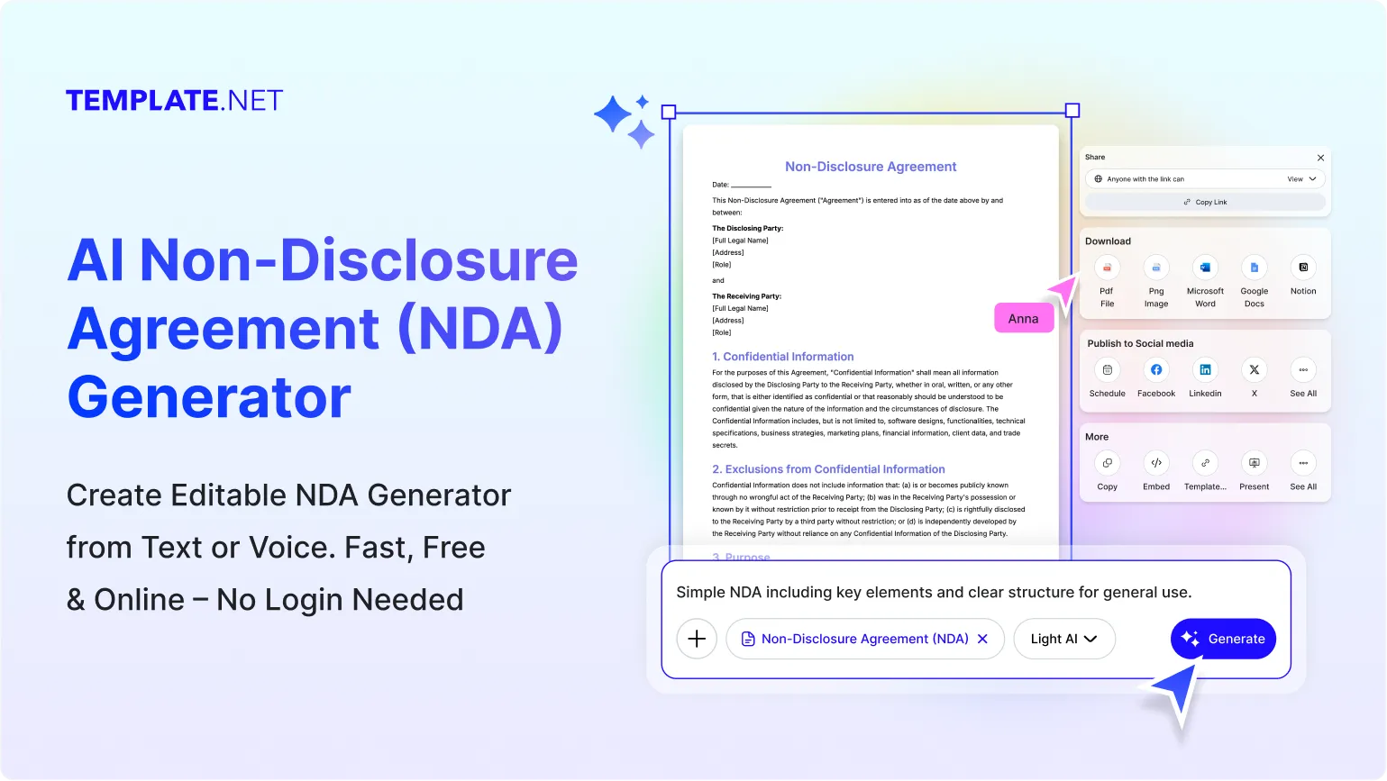 Free AI NDA Generator Online, AI Non Disclosure Agreement Maker